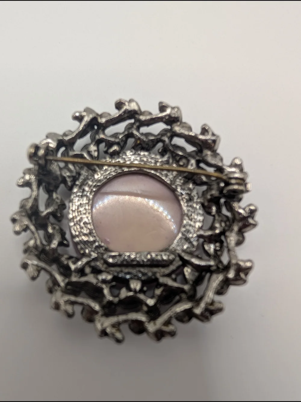Vintage 1960s JEWELARAMA Pink Holographic Diffraction Wreath Brooch MCM Signed